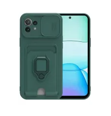 Xiaomi Mİ 11 Lite Kılıf Zuma Kartvizitli Yüzüklü Silikon - Yeşil