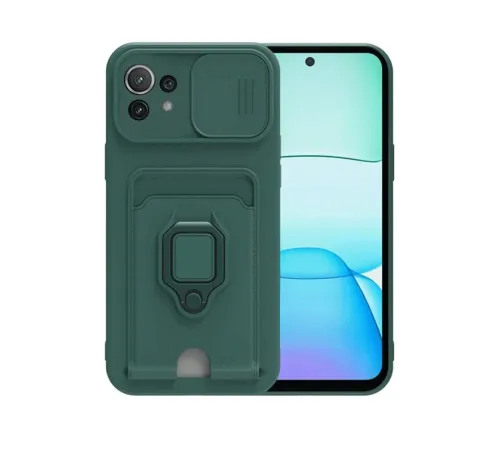 Xiaomi Mİ 11 Lite Kılıf Zuma Kartvizitli Yüzüklü Silikon - Yeşil Xiaomi Mİ 11 Lite Kılıf Zuma Kartvizitli Yüzüklü Silikon - Yeşil