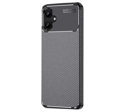 Samsung Galaxy A06 Kılıf Auto Focus Karbon Kapak - Siyah Samsung Galaxy A06 Kılıf Auto Focus Karbon Kapak - Siyah