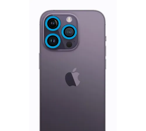 iPhone 12 Pro Neon Fosforlu Kamera Lens - Mavi iPhone 12 Pro Neon Fosforlu Kamera Lens - Mavi