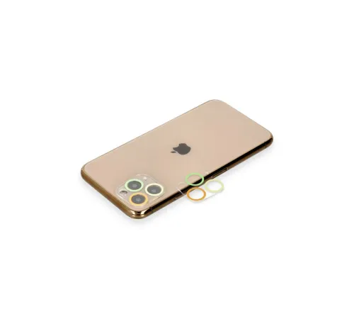 iPhone 11 Pro Renkli Kamera Lens Koruma Cam - Sarı-Turuncu iPhone 11 Pro Renkli Kamera Lens Koruma Cam - Sarı-Turuncu