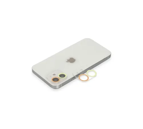 iPhone 12 Mini Renkli Kamera Lens Koruma Cam - Sarı-Turuncu iPhone 12 Mini Renkli Kamera Lens Koruma Cam - Sarı-Turuncu