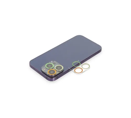 iPhone 12 Pro Renkli Kamera Lens Koruma Cam - Sarı-Turuncu iPhone 12 Pro Renkli Kamera Lens Koruma Cam - Sarı-Turuncu