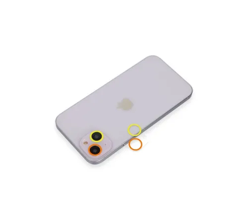 iPhone 14 Plus Renkli Kamera Lens Koruma Cam - Sarı-Turuncu iPhone 14 Plus Renkli Kamera Lens Koruma Cam - Sarı-Turuncu