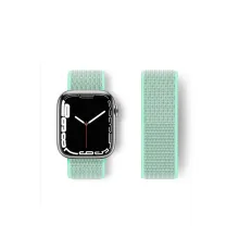 Apple Watch 42mm Hasırlı Cırtcırtlı Kordon - Turkuaz