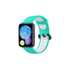 Huawei Watch Fit 2 Spor Delikli Kordon - Turkuaz-Beyaz
