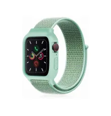 Apple Watch 42mm Hasırlı Cırtcırtlı Kasalı Kordon - Turkuaz