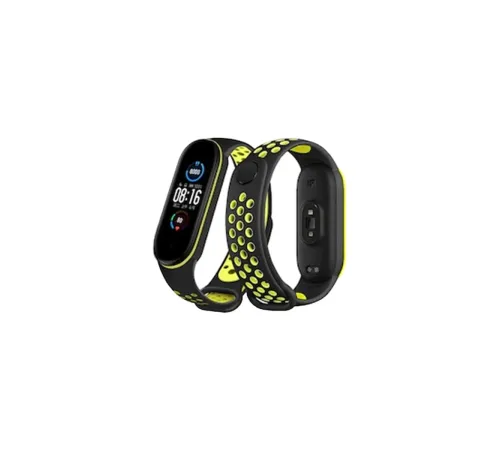 Xiaomi Mi Band 4 Spor Delikli Kordon - Siyah-Yeşil Xiaomi Mi Band 4 Spor Delikli Kordon - Siyah-Yeşil
