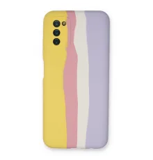 Samsung Galaxy A03S Kılıf Ebruli Lansman Silikon - Sarı-Mavi