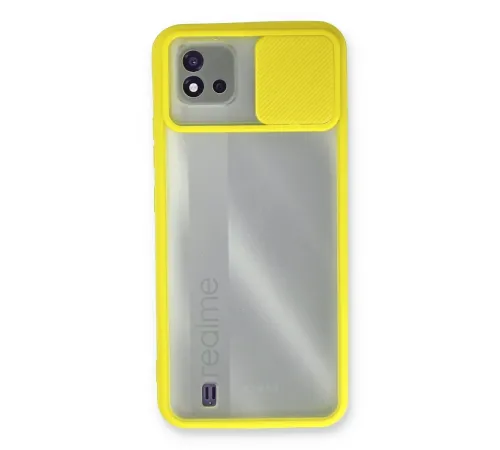 Realme C11 2021 Kılıf Palm Buzlu Kamera Sürgülü Silikon - Sarı Realme C11 2021 Kılıf Palm Buzlu Kamera Sürgülü Silikon - Sarı