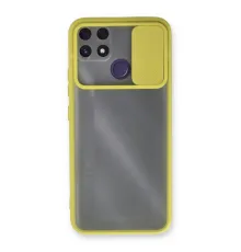 Realme C25 Kılıf Palm Buzlu Kamera Sürgülü Silikon - Sarı