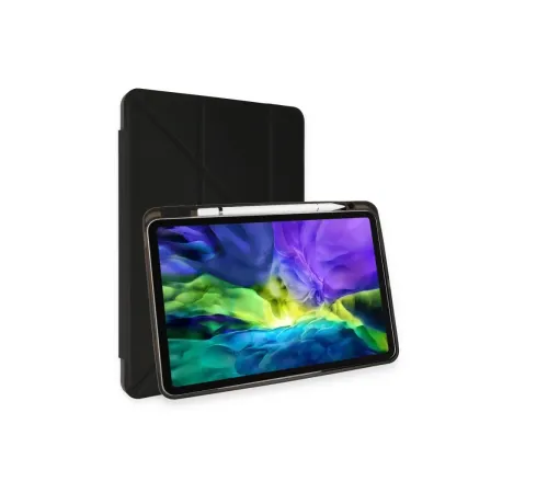 iPad 10.2 (8.nesil) Kılıf Kalemlikli Hugo Tablet Kılıfı - Siyah iPad 10.2 (8.nesil) Kılıf Kalemlikli Hugo Tablet Kılıfı - Siyah