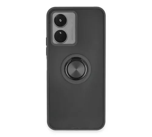 Vivo Y16 Kılıf Montreal Yüzüklü Silikon Kapak - Siyah Vivo Y16 Kılıf Montreal Yüzüklü Silikon Kapak - Siyah