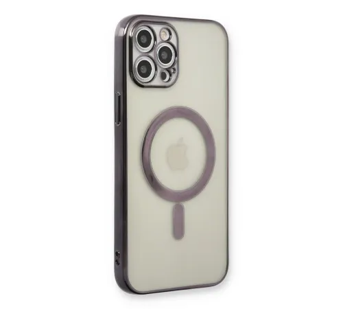 iPhone 12 Pro Max Kılıf Magneticsafe Lazer Silikon - Siyah