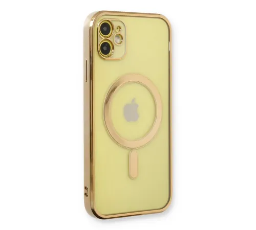 iPhone 12 Kılıf Magneticsafe Lazer Silikon - Gold iPhone 12 Kılıf Magneticsafe Lazer Silikon - Gold