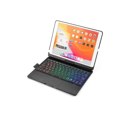 iPad 10.2 (7.nesil) Kılıf Magic Dönen Klavyeli Tablet Kılıf - Siyah