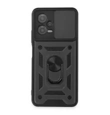 Xiaomi Redmi Note 12 5G Kılıf Pars Lens Yüzüklü Silikon - Siyah