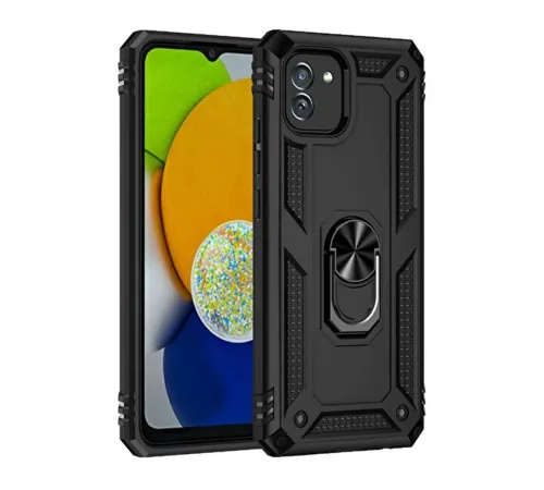 Samsung Galaxy A03 Kılıf Sofya Yüzüklü Silikon Kapak - Siyah Samsung Galaxy A03 Kılıf Sofya Yüzüklü Silikon Kapak - Siyah
