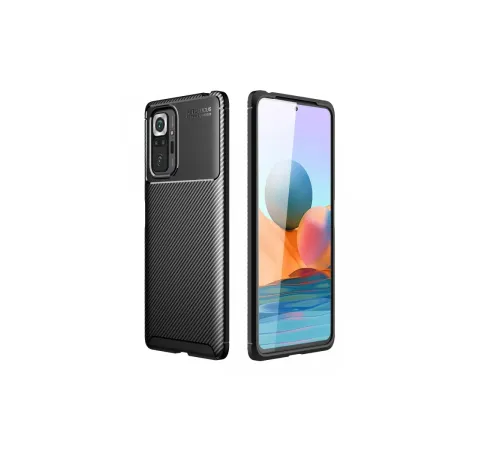Xiaomi Redmi Note 10 Pro Kılıf Auto Focus Karbon Kapak - Siyah Xiaomi Redmi Note 10 Pro Kılıf Auto Focus Karbon Kapak - Siyah