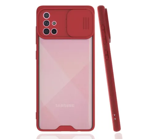 Samsung Galaxy A71 Kılıf Platin Kamera Koruma Silikon - Kırmızı Samsung Galaxy A71 Kılıf Platin Kamera Koruma Silikon - Kırmızı