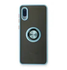 Samsung Galaxy A02 Kılıf Montreal Yüzüklü Silikon Kapak - Buz Mavi