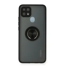 Oppo A15 Kılıf Montreal Yüzüklü Silikon Kapak - Siyah