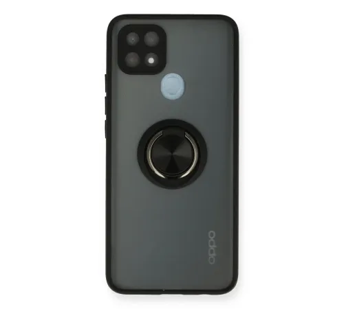 Oppo A15 Kılıf Montreal Yüzüklü Silikon Kapak - Siyah Oppo A15 Kılıf Montreal Yüzüklü Silikon Kapak - Siyah
