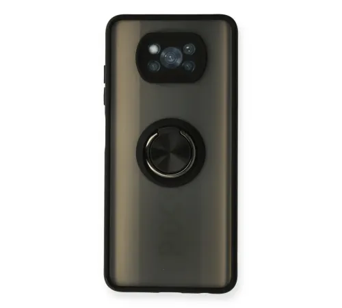 Xiaomi Pocophone X3 Kılıf Montreal Yüzüklü Silikon Kapak - Siyah Xiaomi Pocophone X3 Kılıf Montreal Yüzüklü Silikon Kapak - Siyah