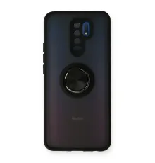 Xiaomi Redmi 9 Kılıf Montreal Yüzüklü Silikon Kapak - Siyah
