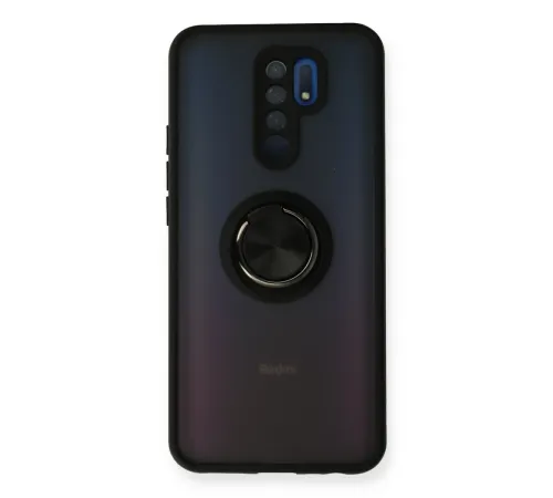 Xiaomi Redmi 9 Kılıf Montreal Yüzüklü Silikon Kapak - Siyah Xiaomi Redmi 9 Kılıf Montreal Yüzüklü Silikon Kapak - Siyah