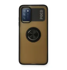 Xiaomi Redmi 9T Kılıf Montreal Yüzüklü Silikon Kapak - Siyah
