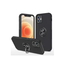 iPhone 12 Mini Kılıf Elit Yüzüklü Kapak - Siyah