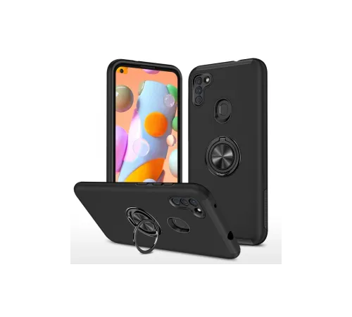 Samsung Galaxy A11 Kılıf Elit Yüzüklü Kapak - Siyah Samsung Galaxy A11 Kılıf Elit Yüzüklü Kapak - Siyah