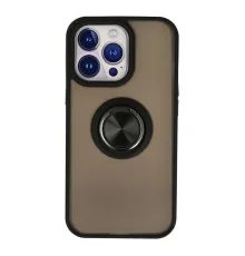 iPhone 15 Pro Max Kılıf Montreal Yüzüklü Silikon Kapak - Siyah
