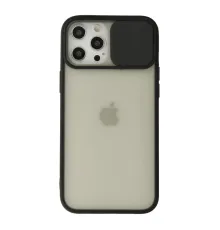 iPhone 12 Pro Max Kılıf Palm Buzlu Kamera Sürgülü Silikon - Siyah