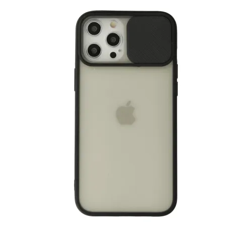 iPhone 12 Pro Max Kılıf Palm Buzlu Kamera Sürgülü Silikon - Siyah iPhone 12 Pro Max Kılıf Palm Buzlu Kamera Sürgülü Silikon - Siyah