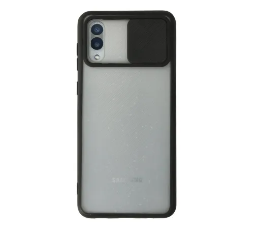 Samsung Galaxy A02 Kılıf Palm Buzlu Kamera Sürgülü Silikon - Siyah