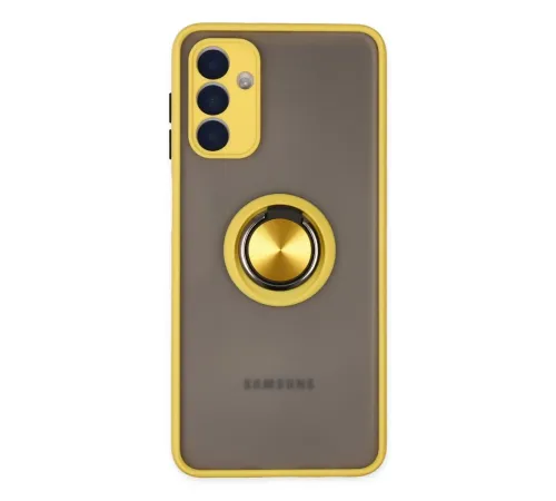 Samsung Galaxy A04S Kılıf Montreal Yüzüklü Silikon Kapak - Sarı Samsung Galaxy A04S Kılıf Montreal Yüzüklü Silikon Kapak - Sarı
