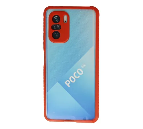 Xiaomi Poco F3 Kılıf Miami Şeffaf Silikon - Kırmızı