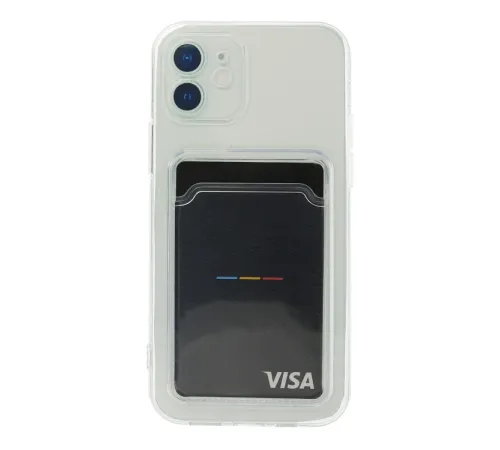 iPhone 12 Kılıf Kart Şeffaf Silikon - Şeffaf iPhone 12 Kılıf Kart Şeffaf Silikon - Şeffaf