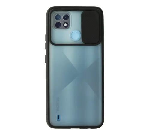 Realme C21 Kılıf Palm Buzlu Kamera Sürgülü Silikon - Siyah Realme C21 Kılıf Palm Buzlu Kamera Sürgülü Silikon - Siyah