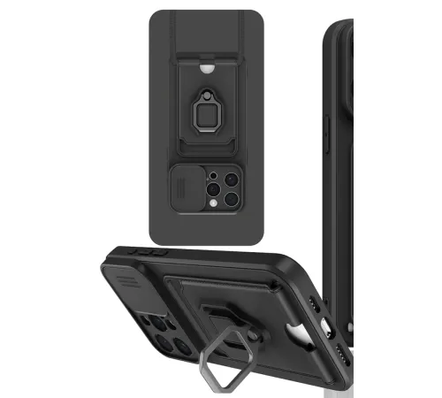 iPhone 15 Pro Kılıf Zuma Kartvizitli Yüzüklü Silikon - Siyah iPhone 15 Pro Kılıf Zuma Kartvizitli Yüzüklü Silikon - Siyah