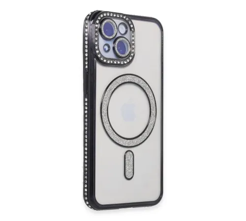 iPhone 15 Kılıf Joke Simli Magneticsafe Kılıf - Siyah