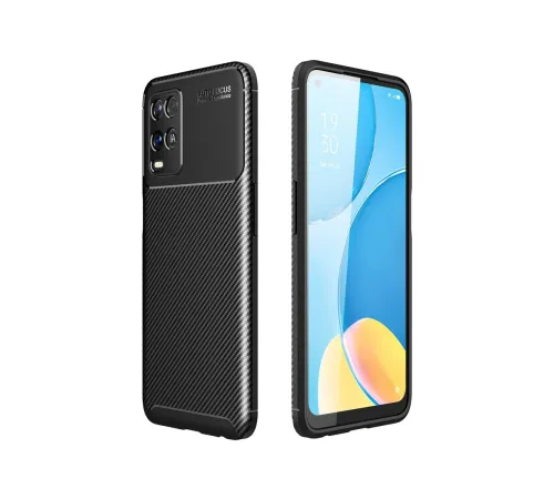 Oppo A54 4G Kılıf Auto Focus Karbon Kapak - Siyah Oppo A54 4G Kılıf Auto Focus Karbon Kapak - Siyah