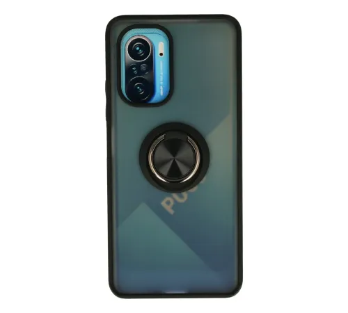 Xiaomi Redmi K40 Kılıf Montreal Yüzüklü Silikon Kapak - Siyah