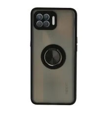 Oppo Reno 4 Lite Kılıf Montreal Yüzüklü Silikon Kapak - Siyah