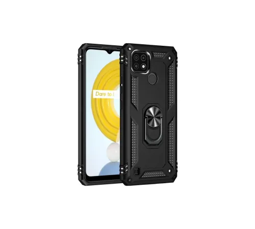 Realme C21 Kılıf Sofya Yüzüklü Silikon Kapak - Siyah Realme C21 Kılıf Sofya Yüzüklü Silikon Kapak - Siyah