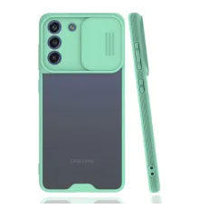Samsung Galaxy S21 FE Kılıf Platin Kamera Koruma Silikon - Açık Yeşil