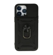 Newface iPhone 13 Pro Max Kılıf Pars Lens Yüzüklü Silikon - Siyah