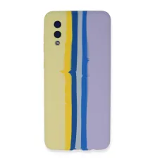 Newface Samsung Galaxy A02 Kılıf Ebruli Lansman Silikon - Sarı-Lila